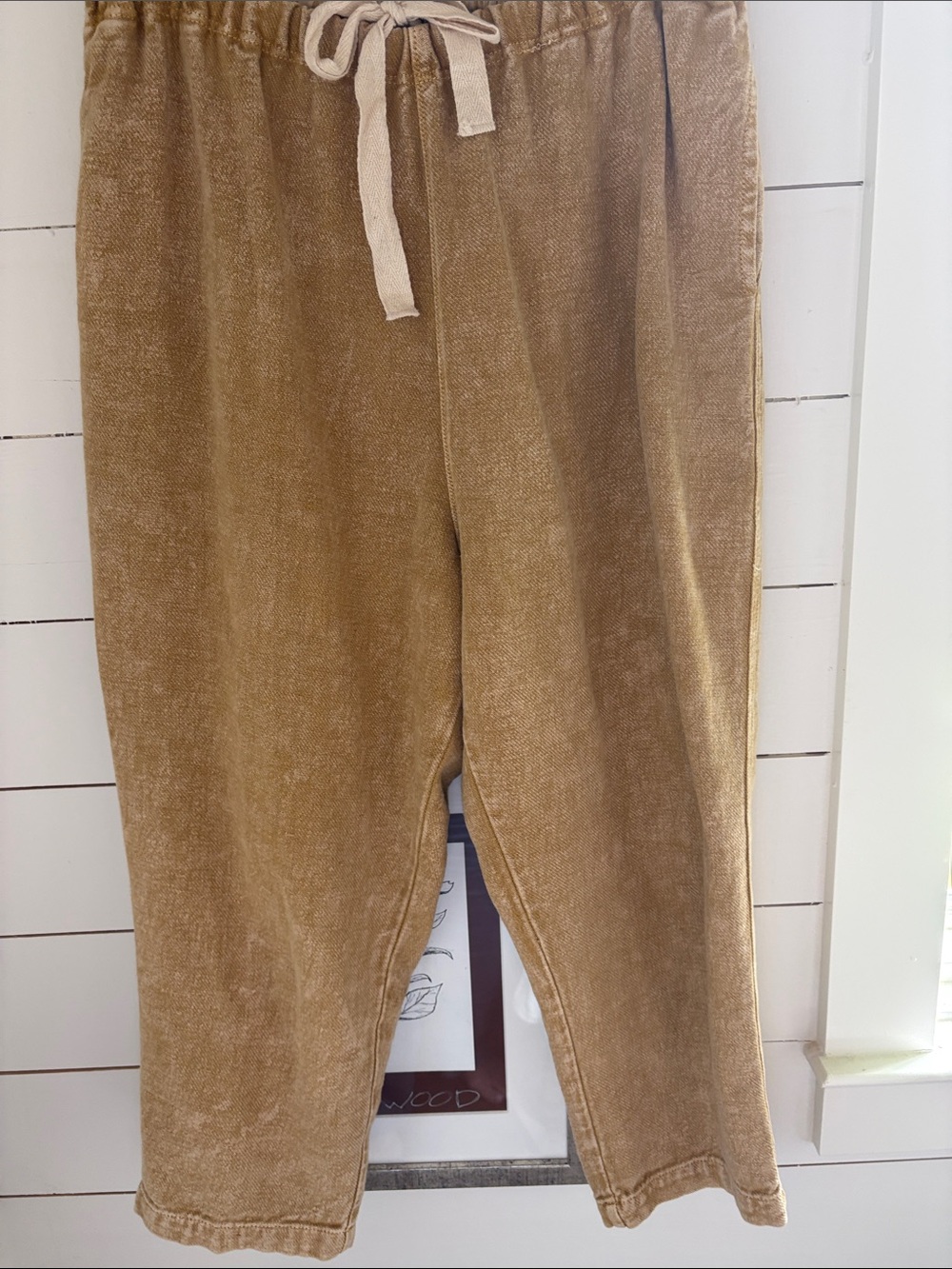 Mes Demoiselles Cropped Drawstring Pants in Camel Brown